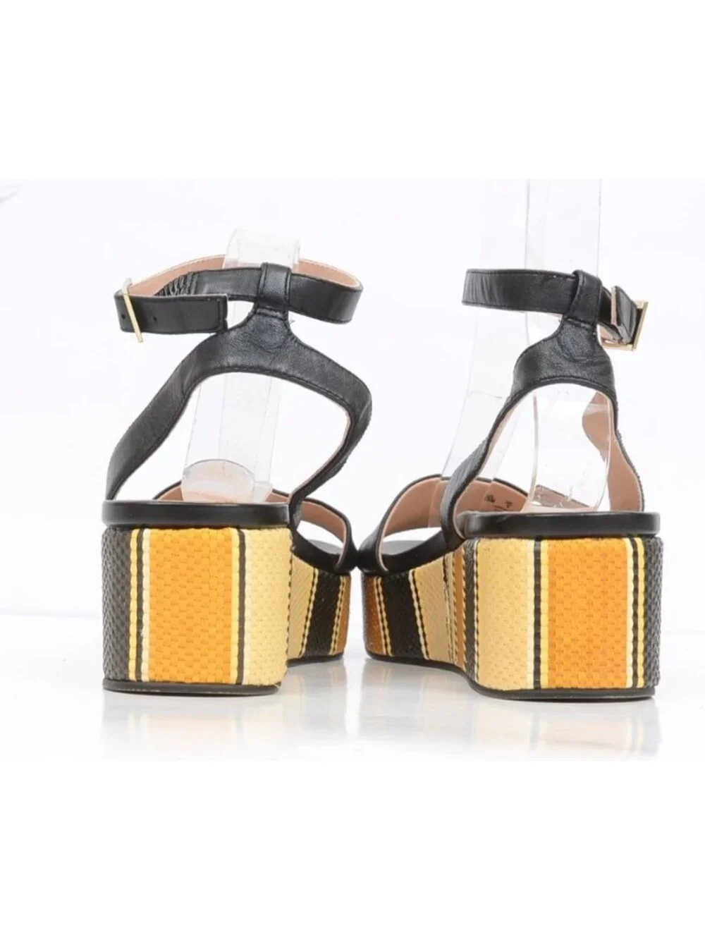27 Edit Jamari Women's 10 Stripe Leather Platform Sandal Anklet Flatform Wedge